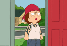 a cartoon character with a red bandana on her head