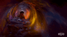 a painting of a man in a tunnel with the word elio on the bottom right