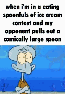 contest spoonful comically large spoon squidward ice cream