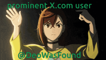a picture of a girl with the words prominent x.com user @deowasfound behind her