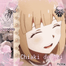 a picture of a girl with the name chiaki on it