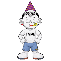 a cartoon character wearing a type shirt