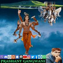 a poster for prashant gangwani shows a man holding a sword