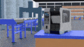 a machine is sitting on a table in a factory