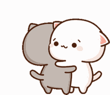 hug hugs couple sweet mochi mochi peach cat