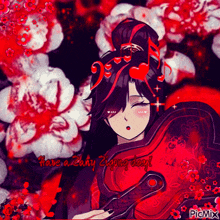 a picture of a girl with music notes in her hair and the words have a rainy day
