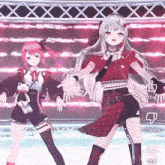a girl in a red shirt that says underground is standing next to another girl