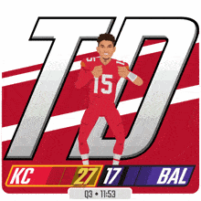 a football player with the number 15 on his shirt