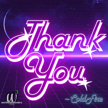 a neon sign that says thank you with a purple background