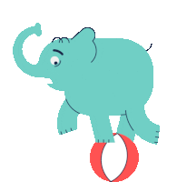 Elephant Shakily Balances On Ball Sticker - Circus Elephant Ball Stickers