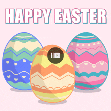 colorful easter eggs with the words happy easter on the top
