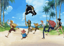 one piece anime strawhats friends pirate flag