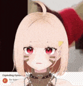 a close up of a girl 's face with the words exploding dynamite on the bottom right