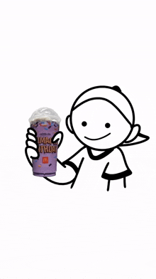 a cartoon character with a purple face and a white headband is making a funny face .