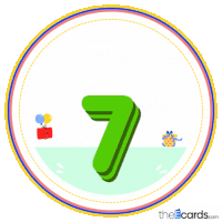 a sticker that says happy birthday with a green number 7 on it