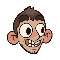 a cartoon drawing of a man 's face with a big smile on his face