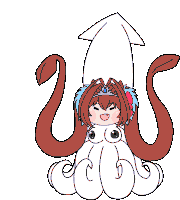 a drawing of a girl in a squid with the number 2 on it