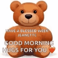 Have A Blessed Week Jeanette Teddy Hug GIF - Have A Blessed Week Jeanette Teddy Hug Bear Hug GIFs