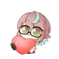 a cartoon character with glasses is holding a heart