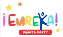 a colorful logo for eureka piñata party with stars