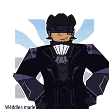 a cartoon of a man with his hands on his hips and the words w4ddles made underneath him