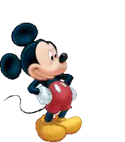 a cartoon of mickey mouse holding a dumbbell in his hand