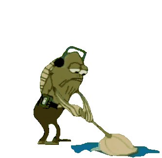 Fred the Fish Mopping Meme Sticker - Sticker Mania