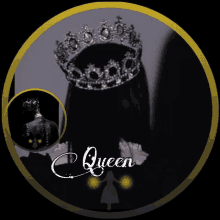 a picture of a woman with a crown on her head and the word queen below her