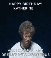a man is covering his eyes with his hands and a birthday message .