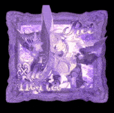 a purple frame with a picture of a girl and the name rei on it
