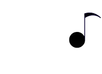 a black and blue music note on a white background