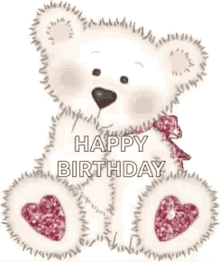 happy birthday teddy bear sparkles glitter hearts