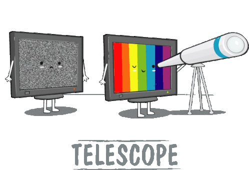 Downsign Telescope Sticker - Downsign Telescope Television Stickers