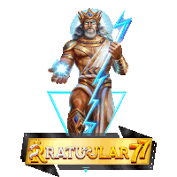 a statue of zeus holding a lightning bolt and a sign that says ratuular77