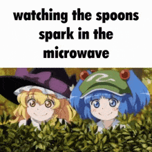 marisa nitori touhou watching the spoons spark in the microwave spoons spark