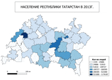 a map shows the population of the republic of tatarstan