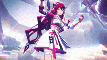 a girl with red hair and blue eyes is dancing in a video game