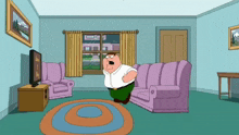 peter griffin is standing in a living room