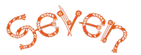 the word seven is written with a rope and needle