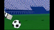 a soccer game is being played in a stadium
