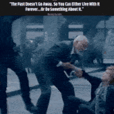 a quote from bucky barnes that says " the past does n't go away
