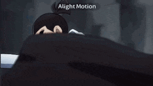 a cartoon character is holding two swords in his hands and a sign that says alight motion .