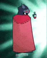 a cartoon character with the name drifter on the bottom