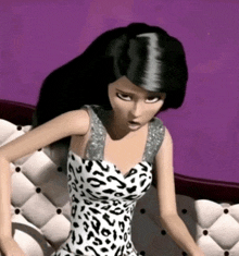 a cartoon doll wearing a leopard print dress
