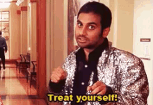 Treat Yourself! - Parks And Rec GIF - Treat Yourself Aziz Ansari Tom Haverford GIFs