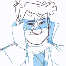 a black and white drawing of a man holding a glass of wine and laughing