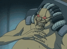 a cartoon character 's hands are reaching for a green button on a keyboard