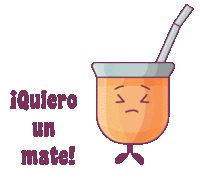 a cartoon of a cup with a straw and the words " quiero un mate " below it