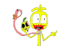 a drawing of a cartoon character with a bloody face