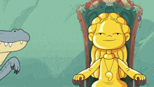 a cartoon of a girl sitting in a chair